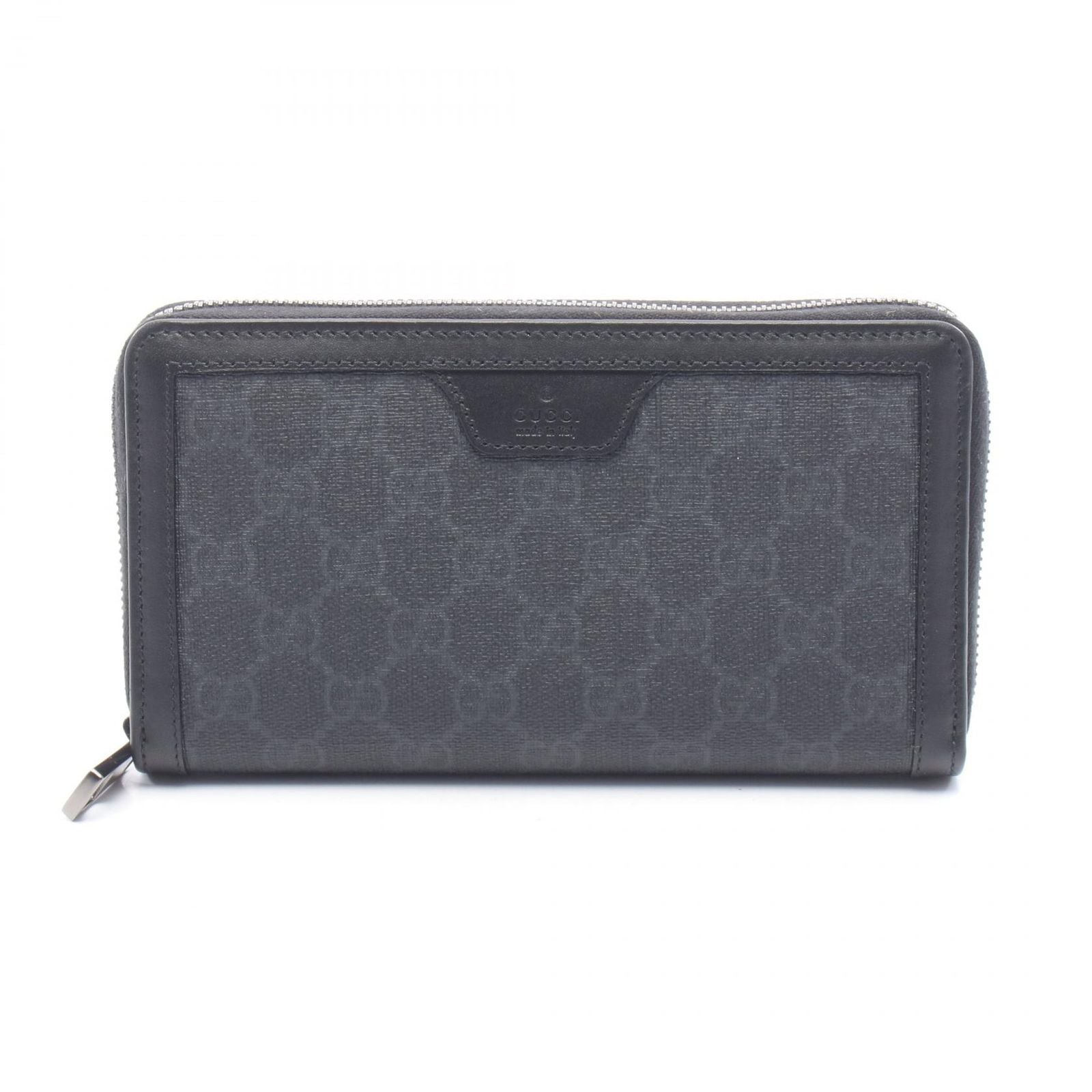 Gucci Round Wallet GG Supreme Black Leather