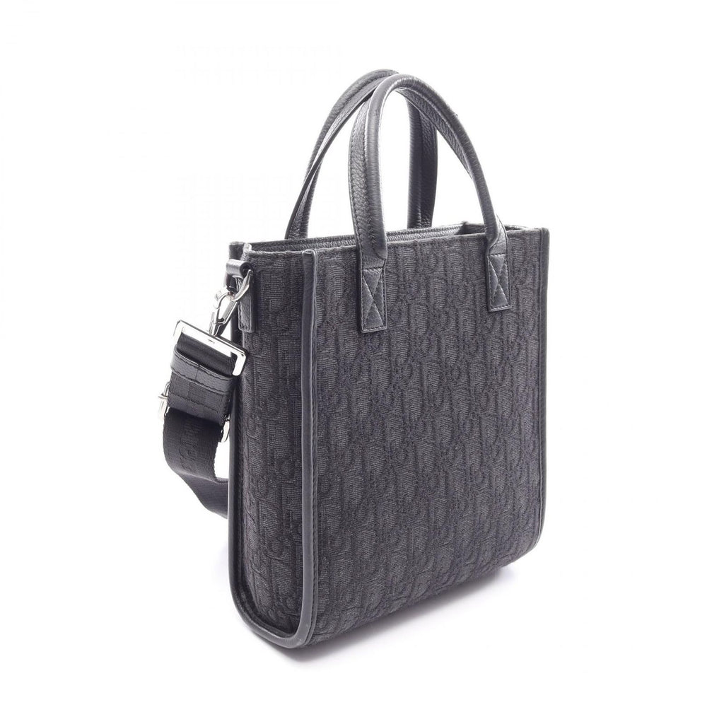 Dior Handbag Safari North South Oblique 2-Way Black Canvas Leather Tote — view 2