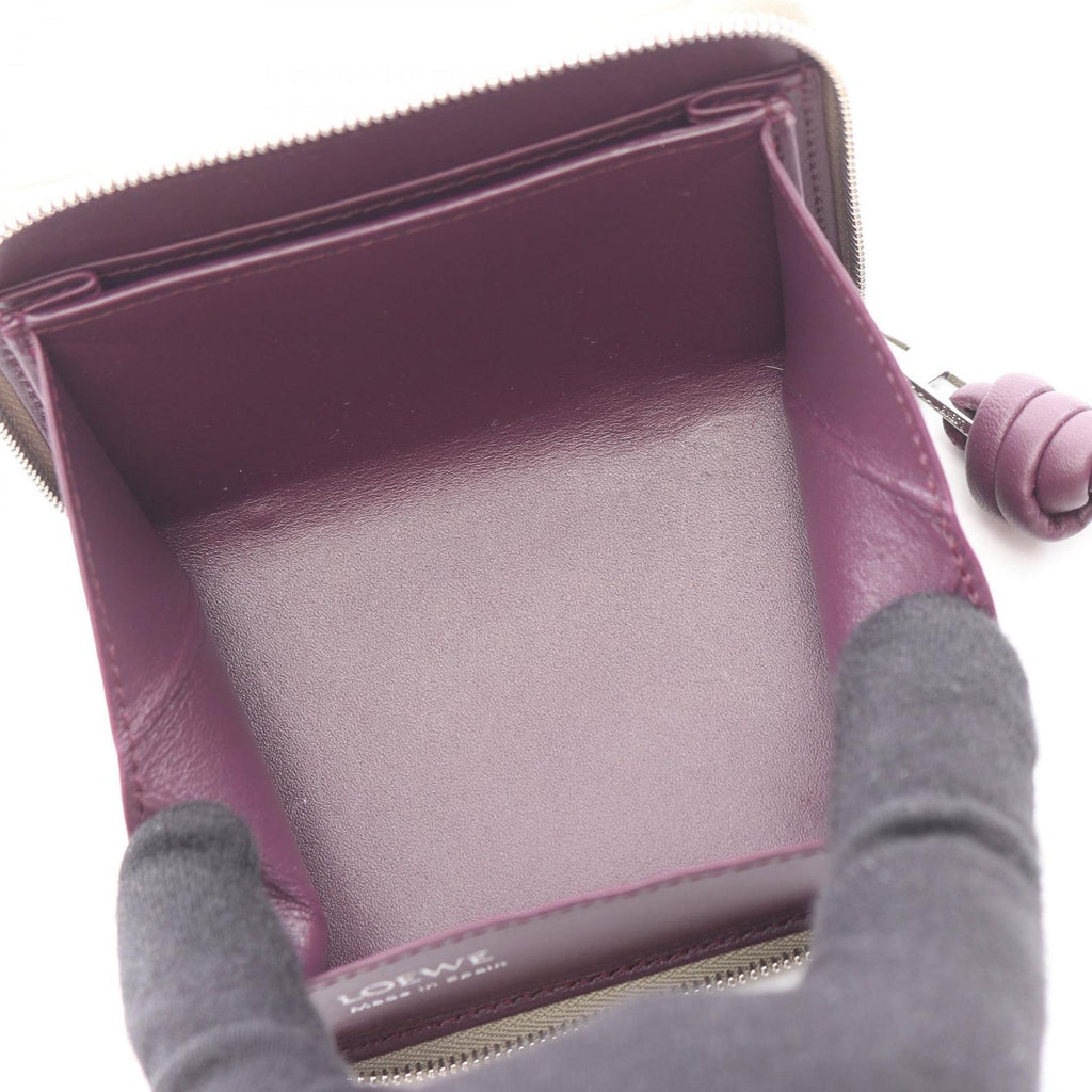Loewe Coin Case Zip Purse Cles I Plum Leather — view 3
