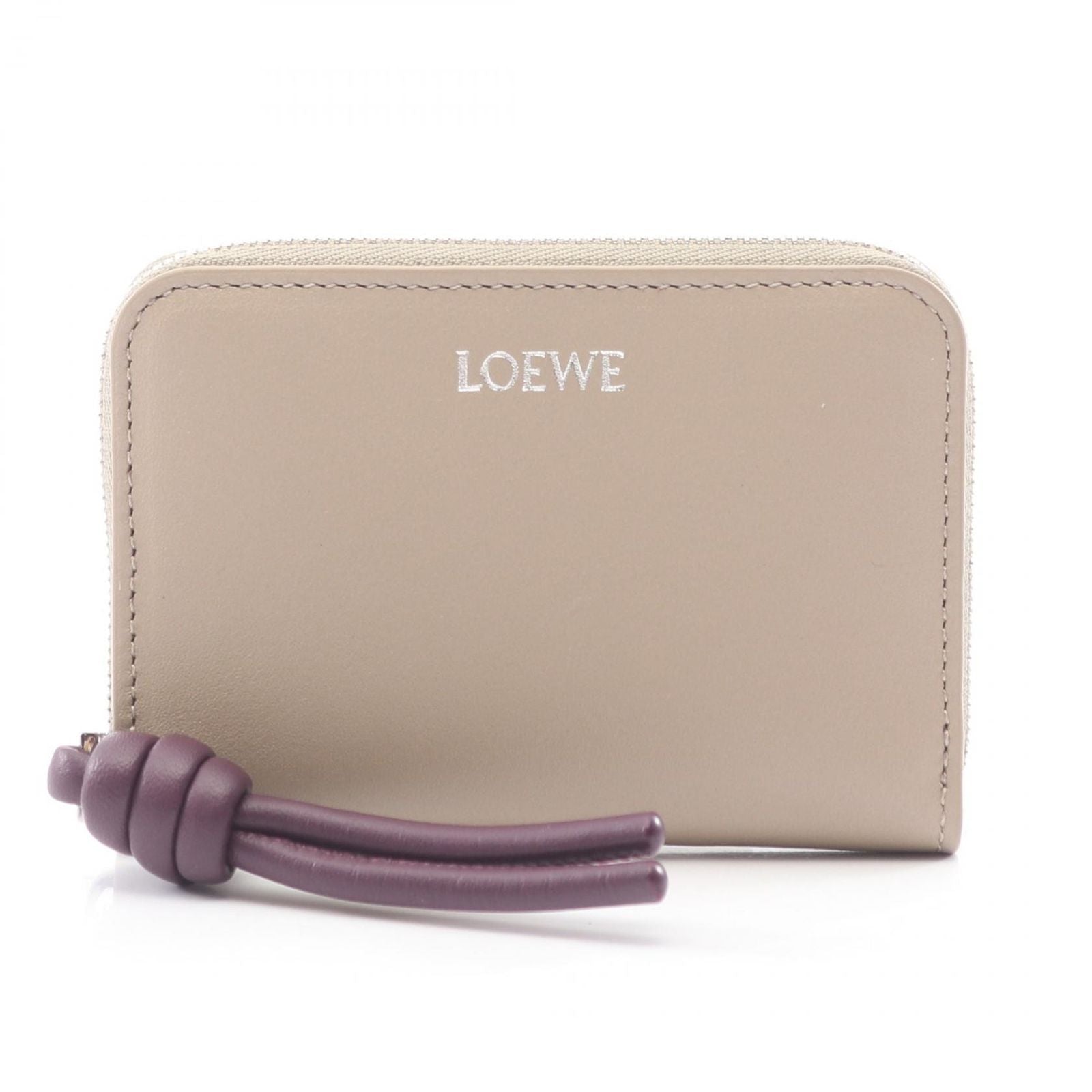 Loewe Coin Case Zip Purse Cles I Plum Leather
