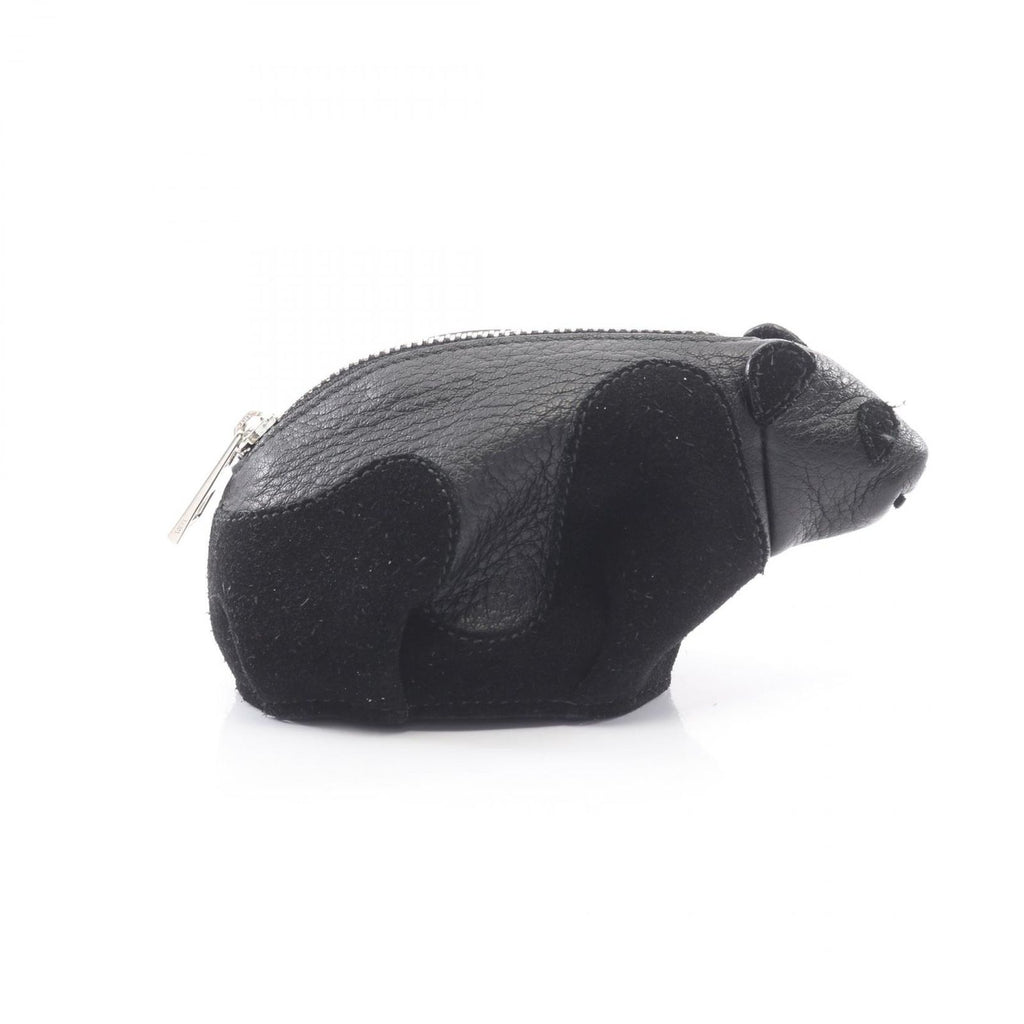 Loewe Coin Case Panda Purse Black Leather Suede