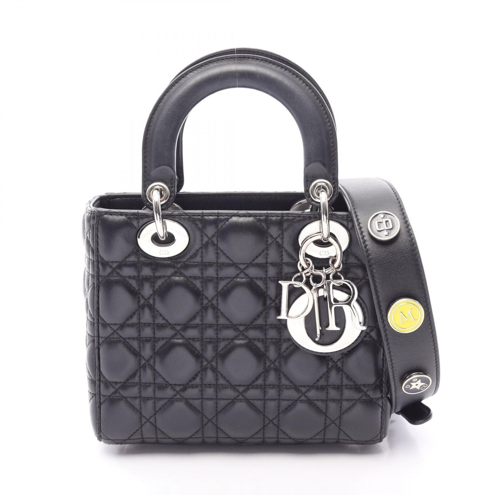 Dior Handbag Lady Dior MY Abcdior Lady Dior Small Cannage 2-Way Black Leather