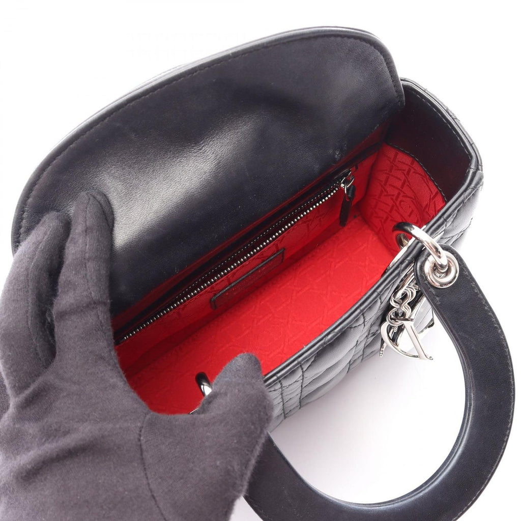 Dior Handbag Lady Dior MY Abcdior Lady Dior Small Cannage 2-Way Black Leather — view 3