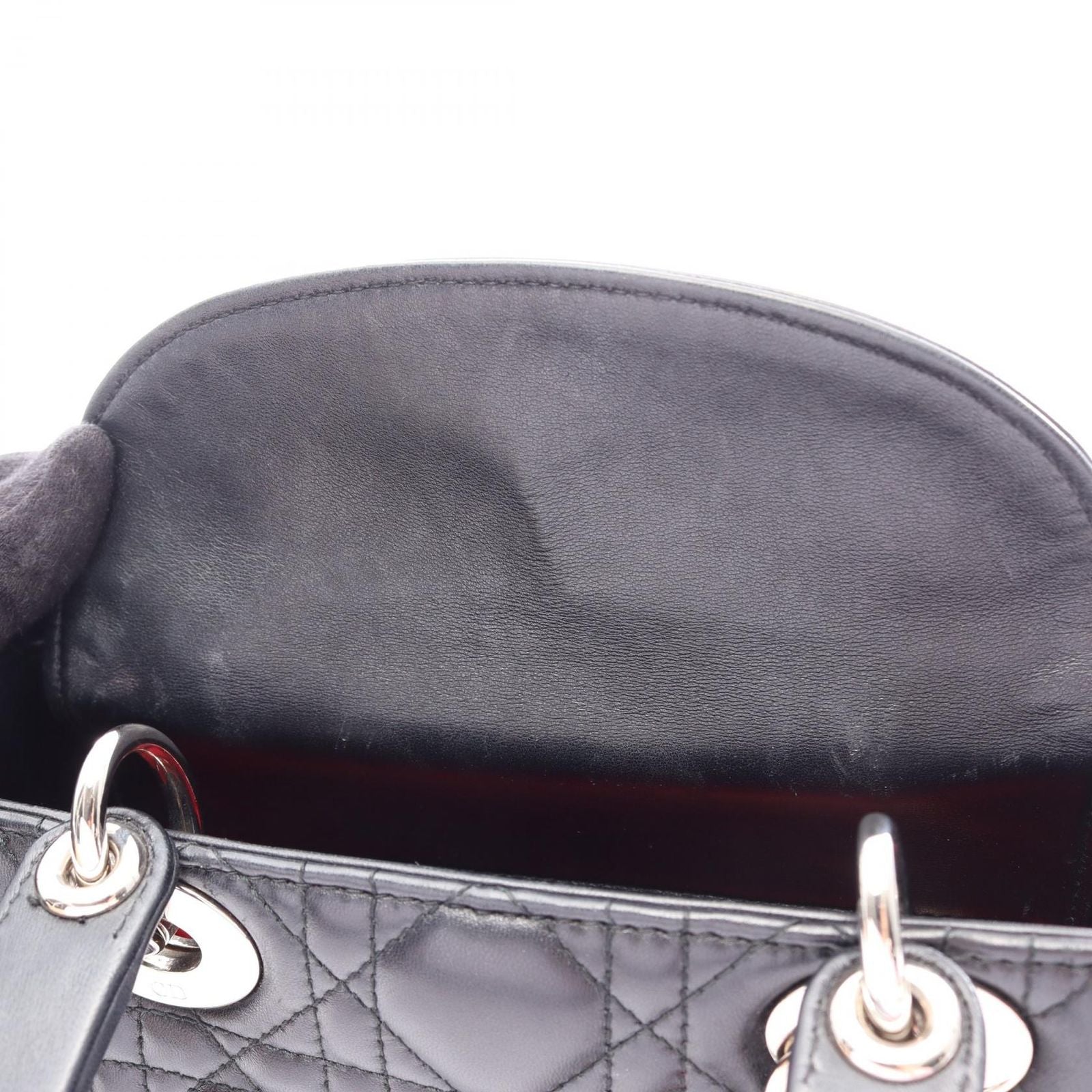 Dior Handbag Lady Dior MY Abcdior Lady Dior Small Cannage 2-Way Black Leather — view 6