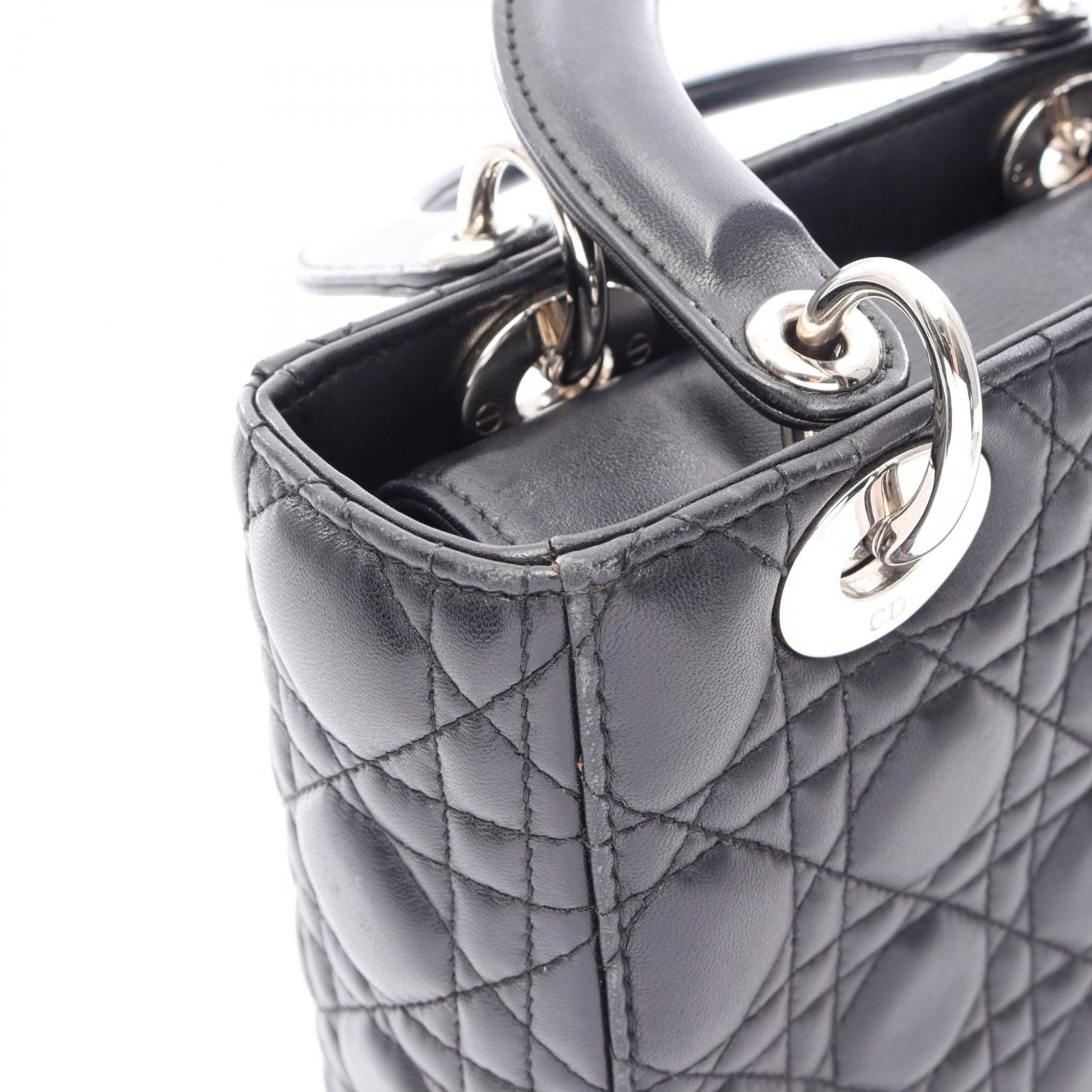 Dior Handbag Lady Dior MY Abcdior Lady Dior Small Cannage 2-Way Black Leather — view 9