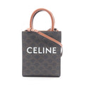 Celine Handbag Mini Vertical Cover Triomphe 2-Way Black Brown Canvas Leather