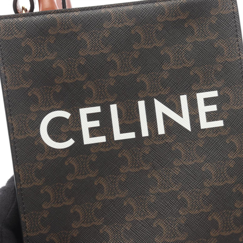 Celine Handbag Mini Vertical Cover Triomphe 2-Way Black Brown Canvas Leather — view 4