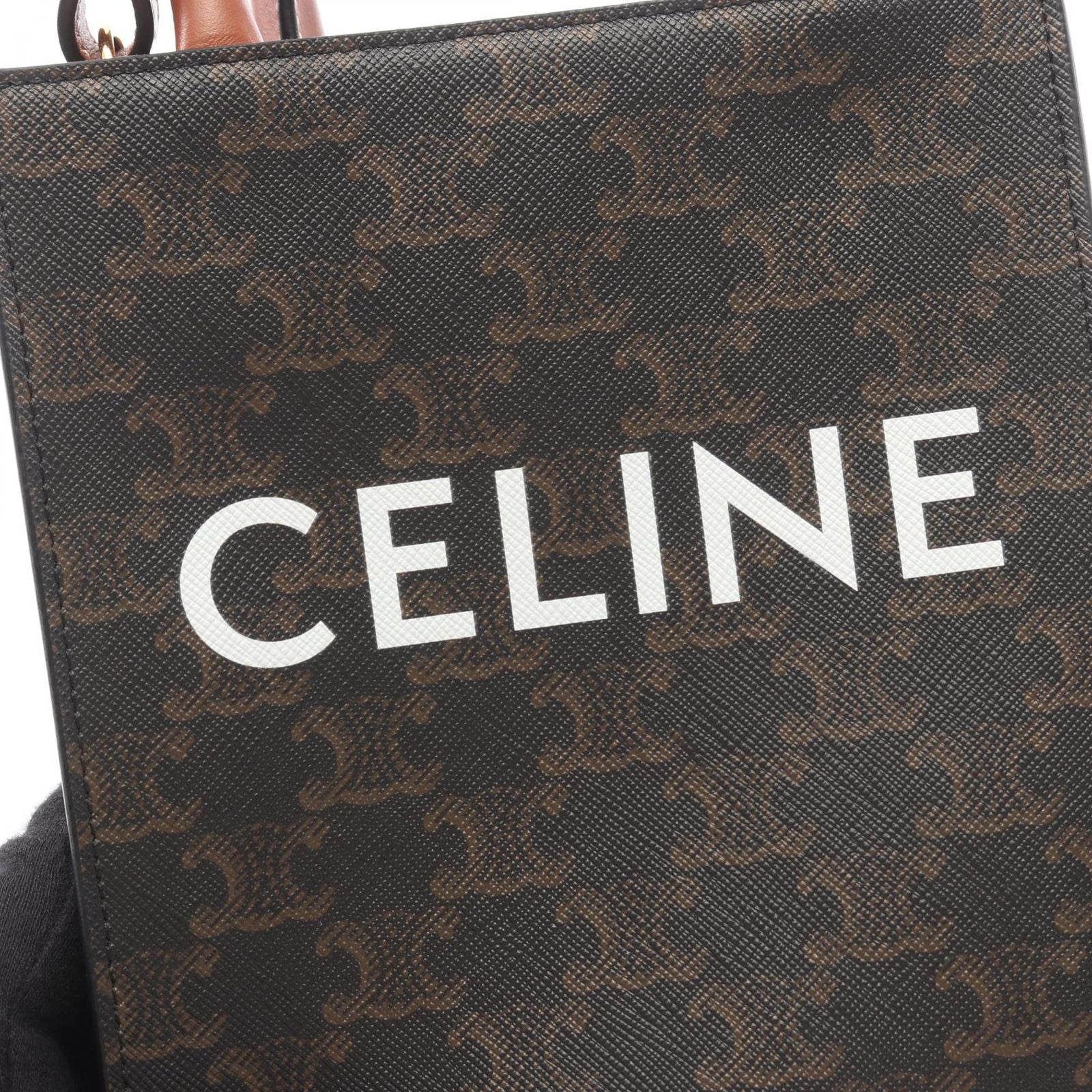 Celine Handbag Mini Vertical Cover Triomphe 2-Way Black Brown Canvas Leather — view 4