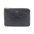 Celine Coin Case Triomphe with Key Ring Black Leather