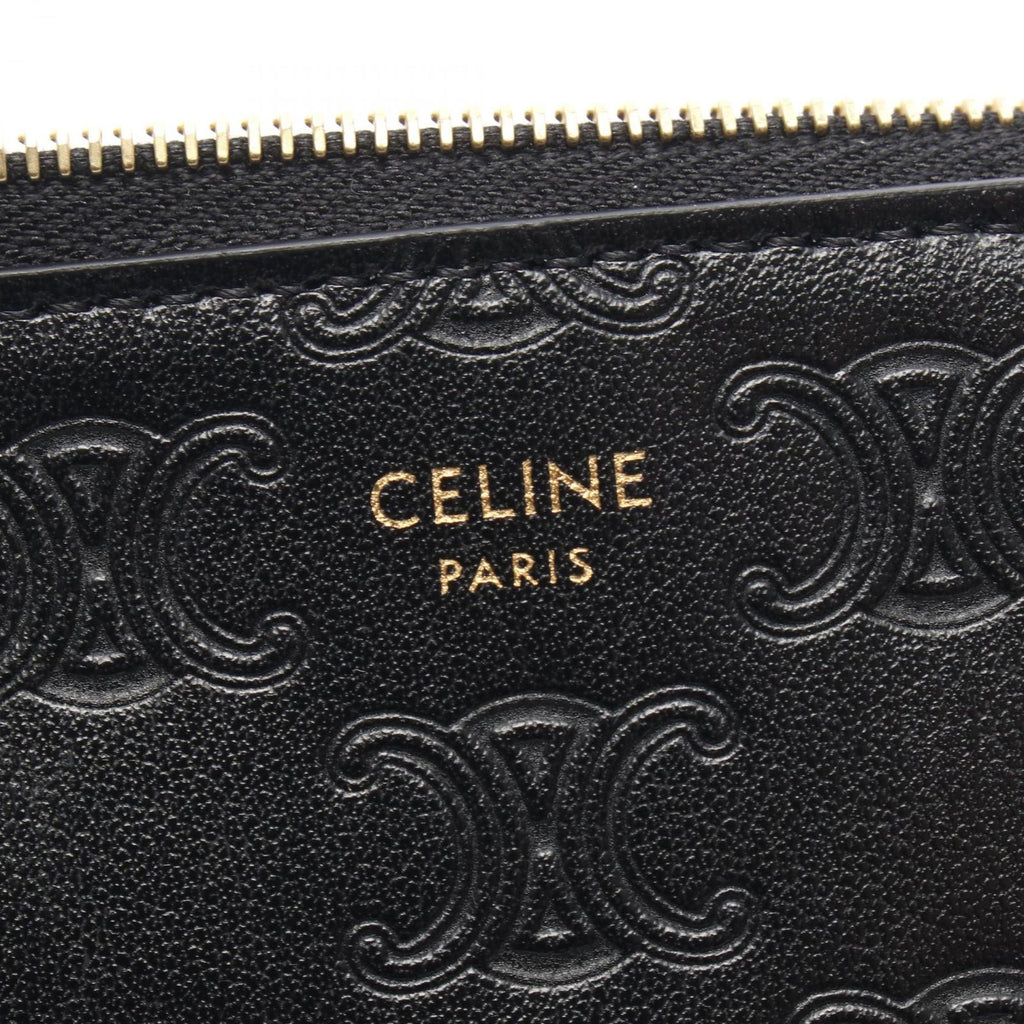 Celine Coin Case Triomphe with Key Ring Black Leather — view 4