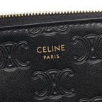 Celine Coin Case Triomphe with Key Ring Black Leather — view 4
