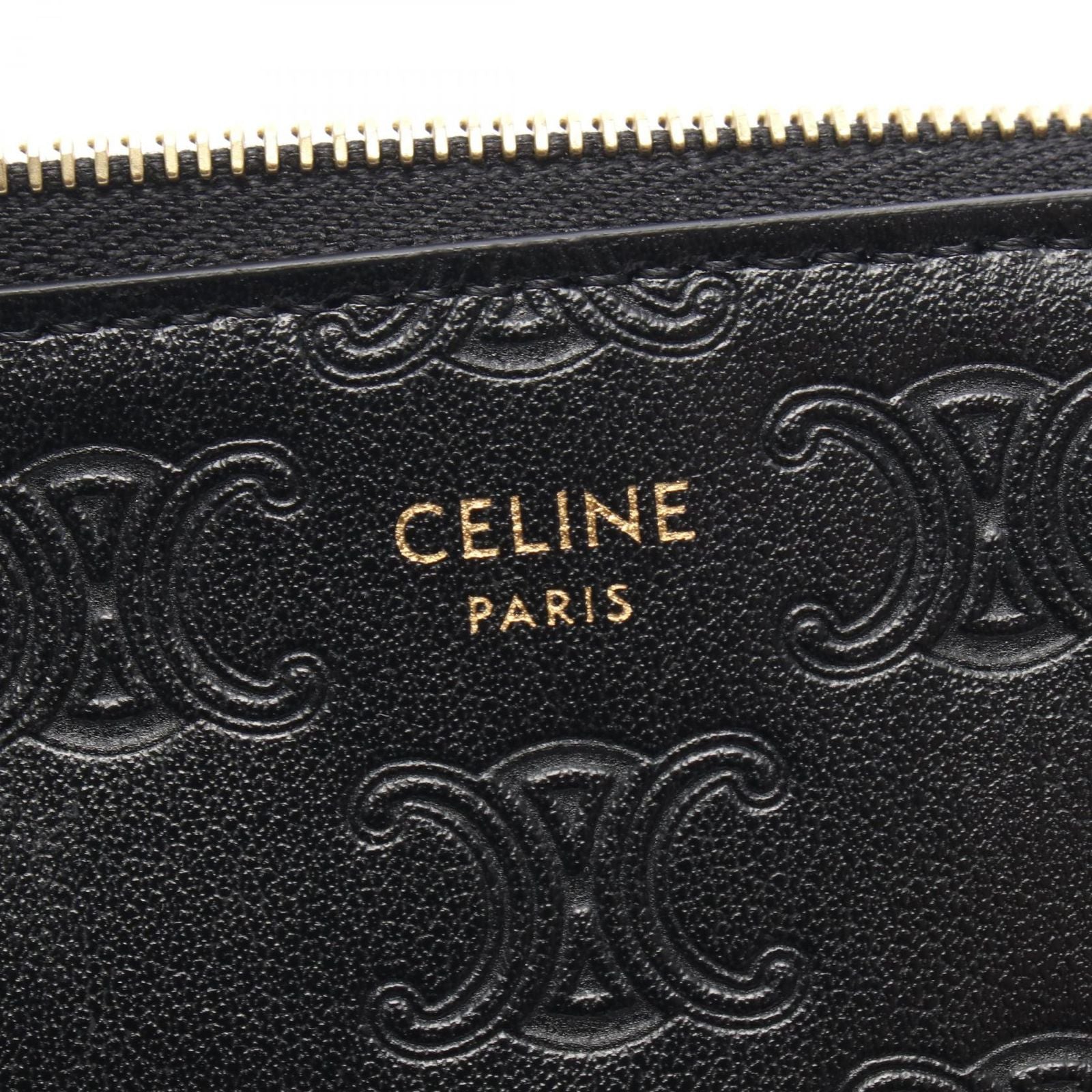 Celine Coin Case Triomphe with Key Ring Black Leather — view 4