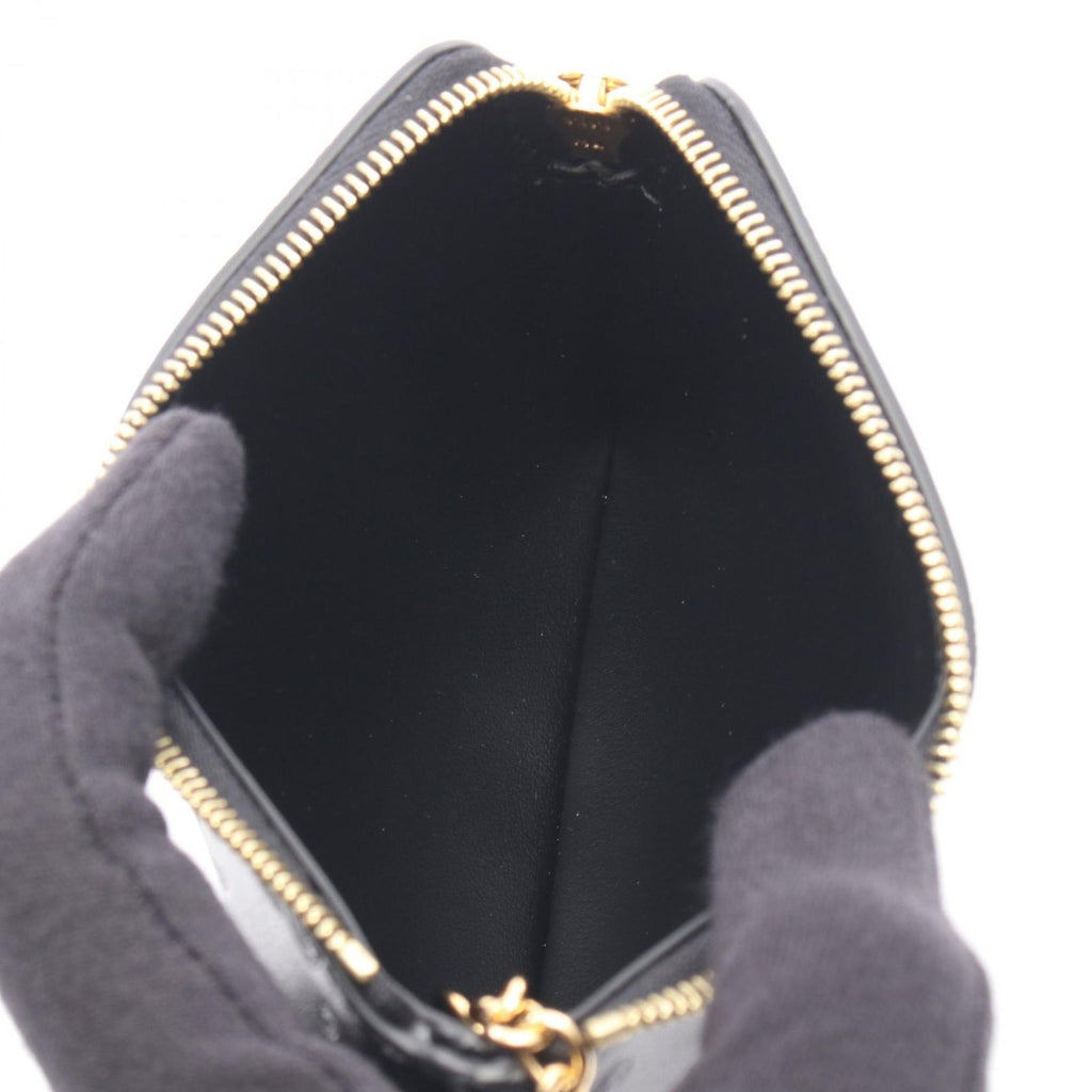 Celine Coin Case Triomphe with Key Ring Black Leather — view 3