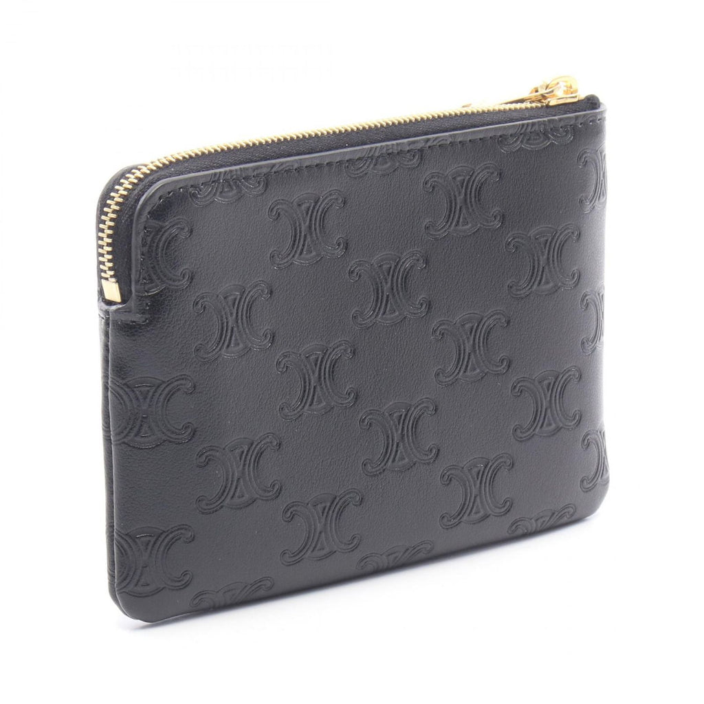 Celine Coin Case Triomphe with Key Ring Black Leather — view 2