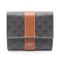 Celine Trifold Wallet Small Triomphe Black Brown Leather