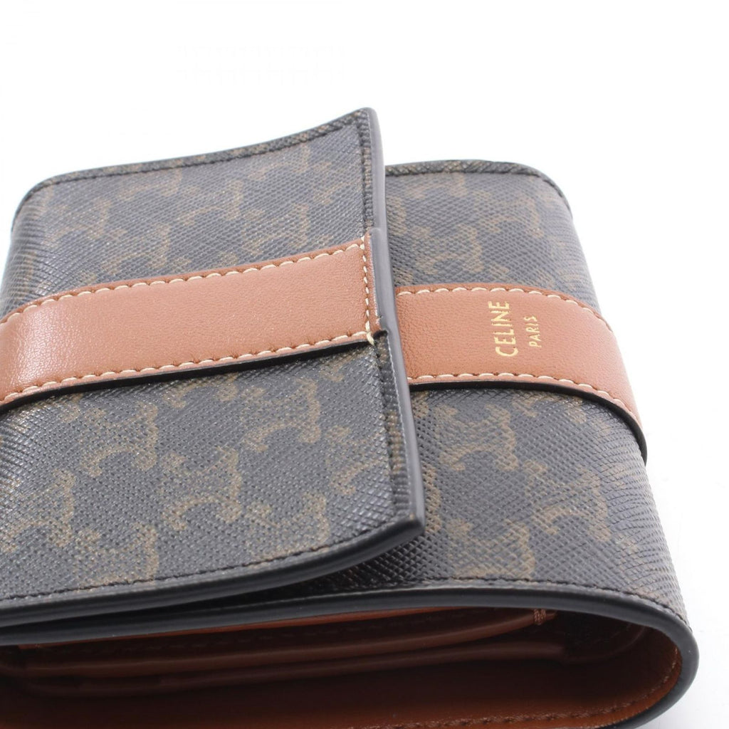 Celine Trifold Wallet Small Triomphe Black Brown Leather — view 7