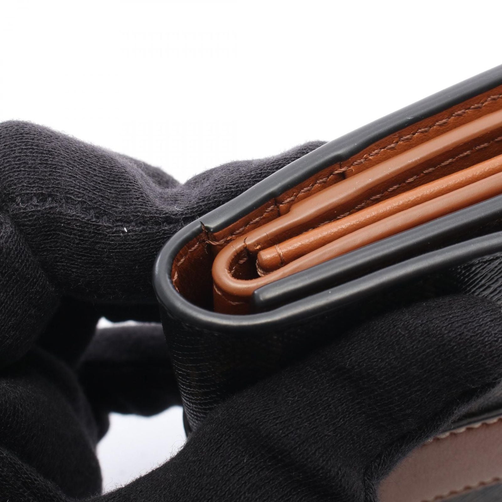 Celine Trifold Wallet Small Triomphe Black Brown Leather — view 9