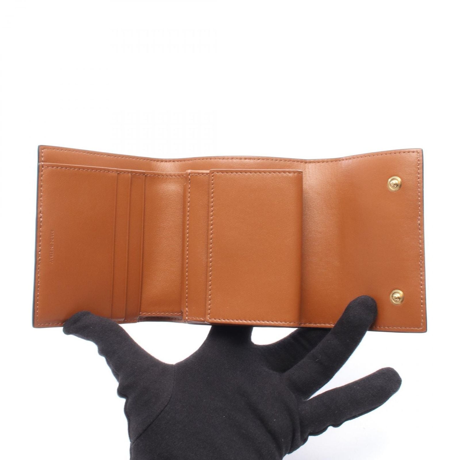Celine Trifold Wallet Small Triomphe Black Brown Leather — view 3