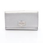 Fendi Bifold Wallet Peekaboo Selleria Silver Leather