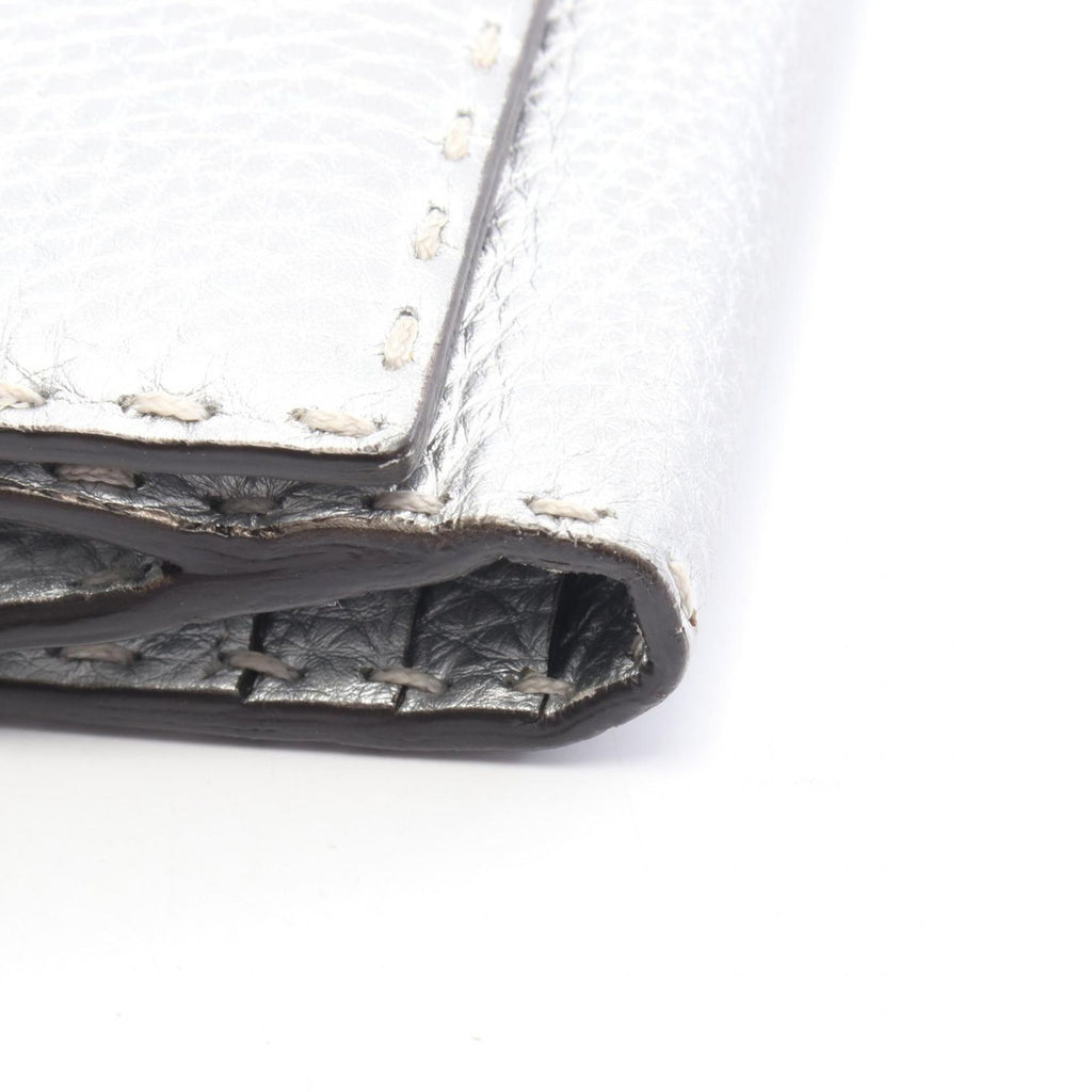 Fendi Bifold Wallet Peekaboo Selleria Silver Leather — view 9