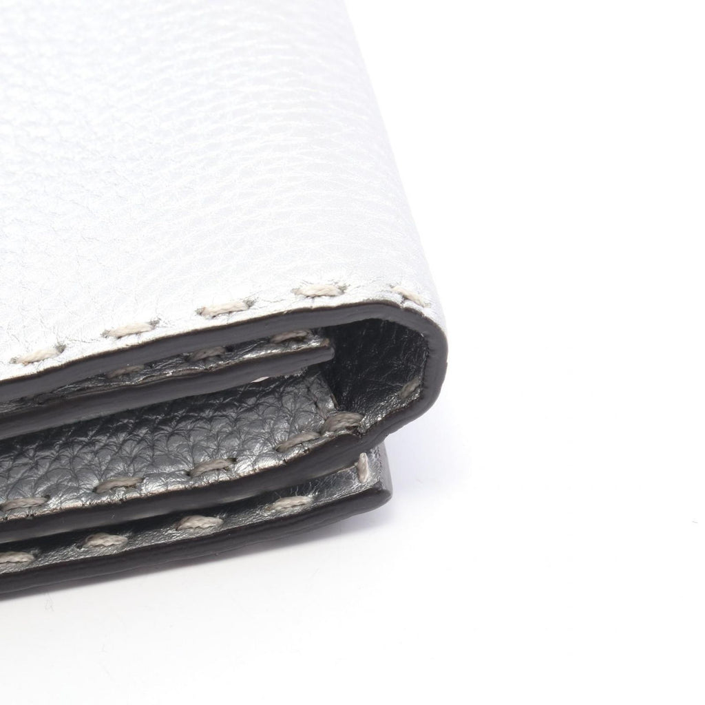 Fendi Bifold Wallet Peekaboo Selleria Silver Leather — view 8