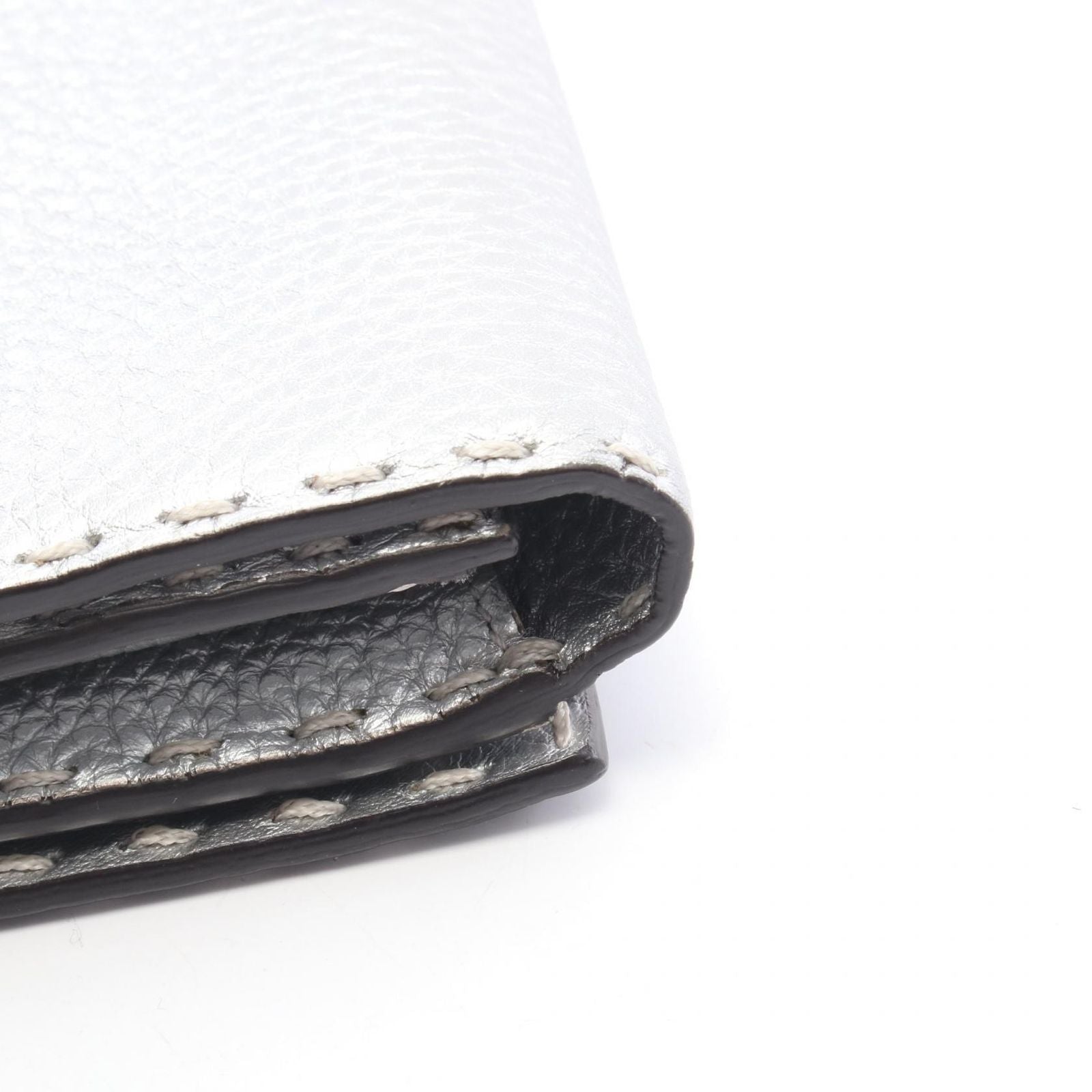 Fendi Bifold Wallet Peekaboo Selleria Silver Leather — view 8