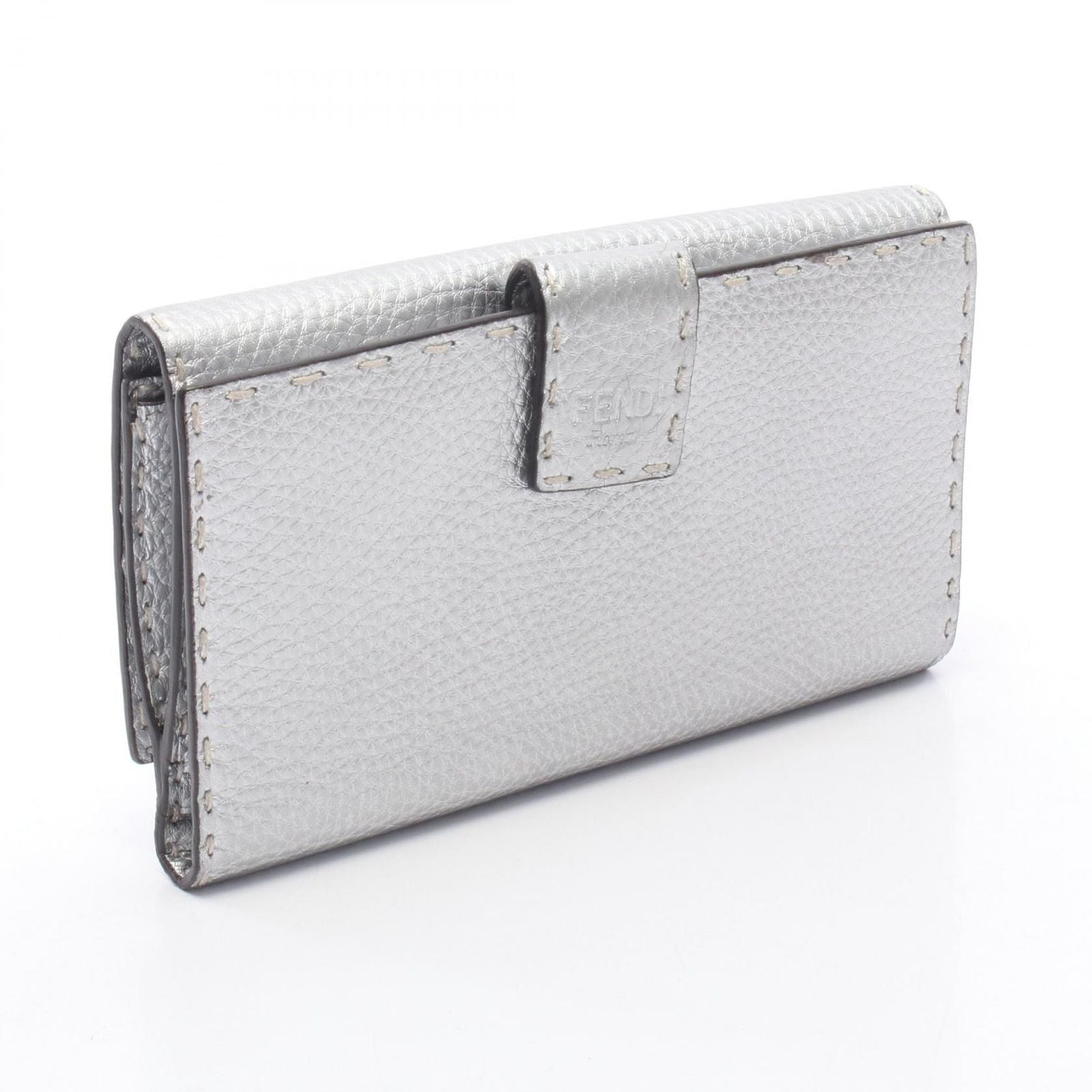 Fendi Bifold Wallet Peekaboo Selleria Silver Leather — view 2