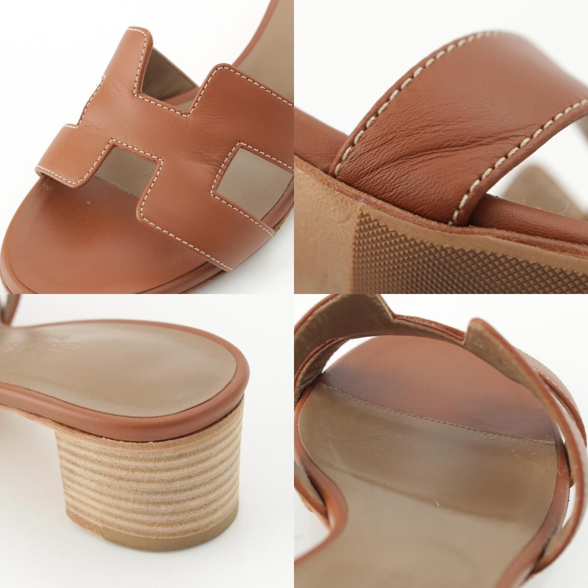 Hermes Oasis Motif Sandals Gold — view 9