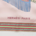 Hermes Carre 90 Silk Selle Des Steppes Scarf Pink Multi — view 6