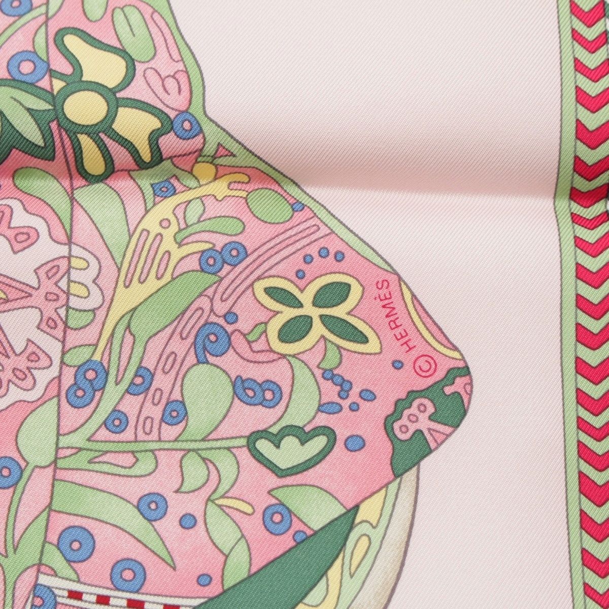 Hermes Carre 90 Silk Selle Des Steppes Scarf Pink Multi — view 8