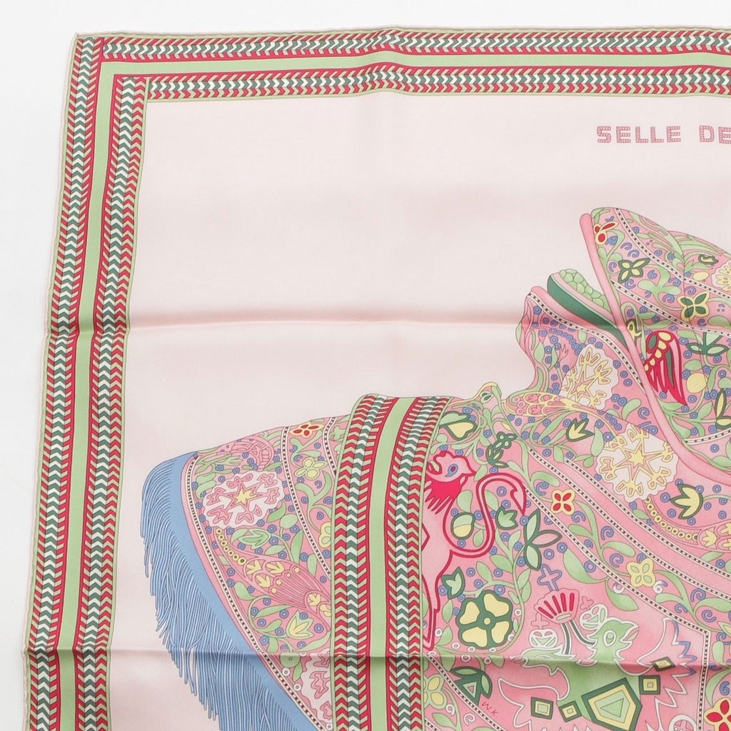 Hermes Carre 90 Silk Selle Des Steppes Scarf Pink Multi — view 2
