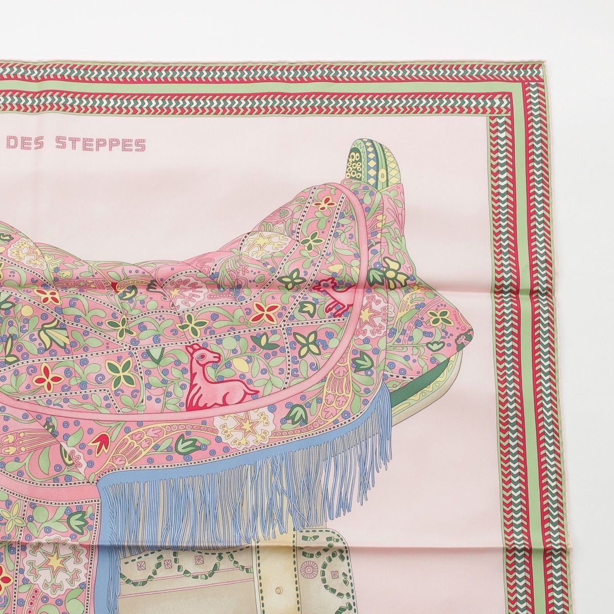 Hermes Carre 90 Silk Selle Des Steppes Scarf Pink Multi — view 3