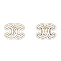 Chanel CC Logo Earrings White Gold