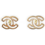 Chanel CC Logo Earrings White Gold — view 2