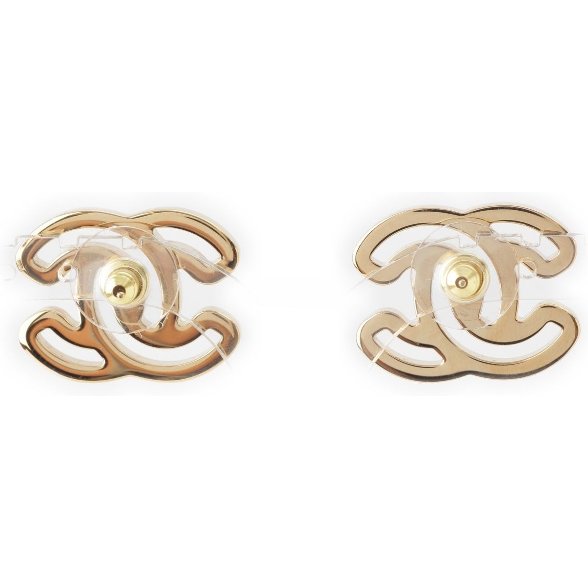Chanel CC Logo Earrings White Gold — view 2