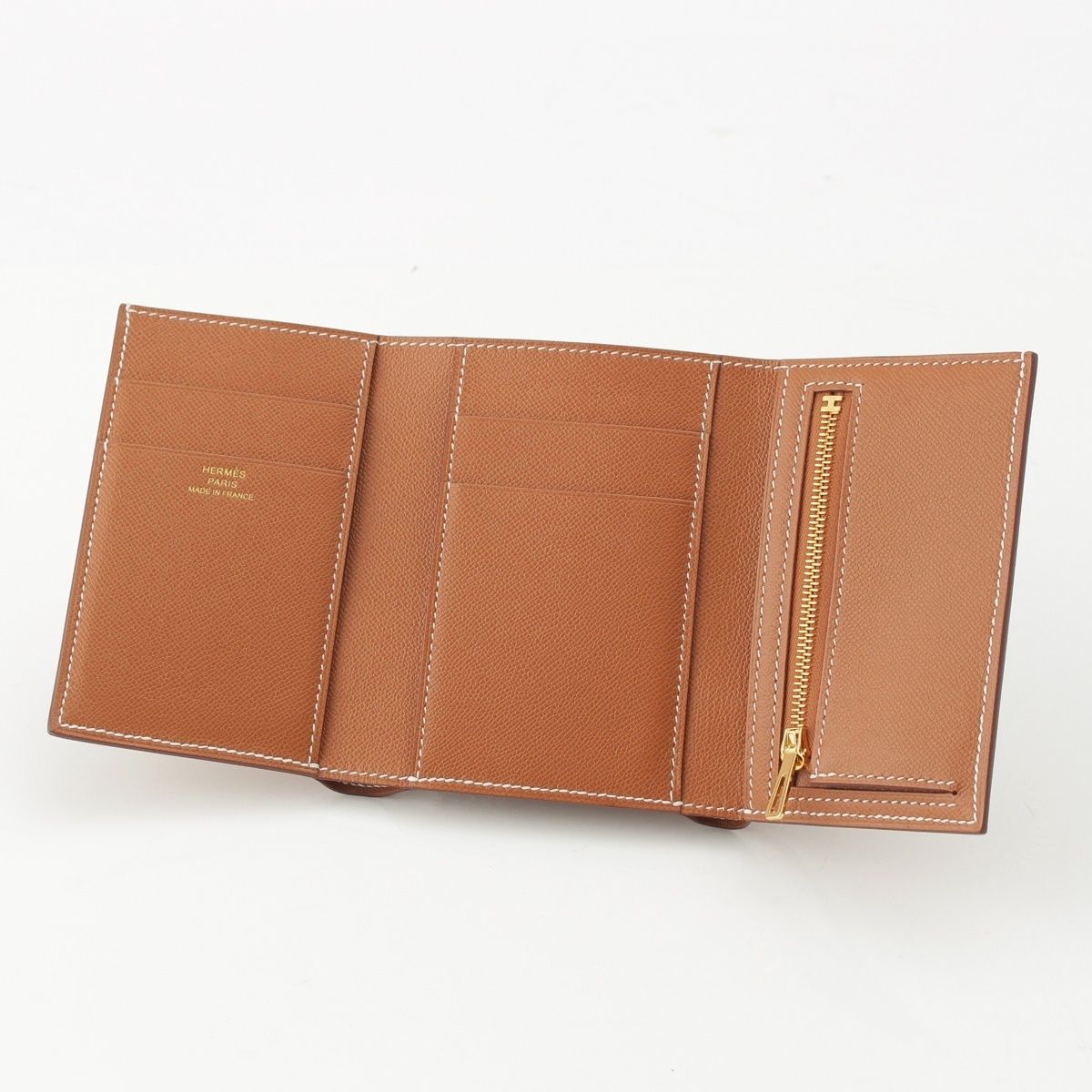 Hermes Bearn Combination Veau Epsom Compact Wallet Trifold Gold — view 4