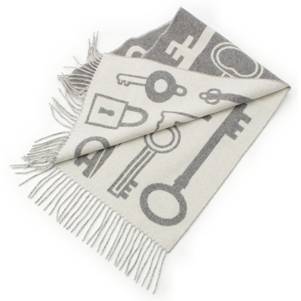 Hermes Cashmere Kazak Keys Collection Scarf Gray — view 2