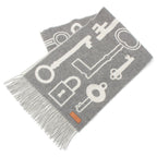 Hermes Cashmere Kazak Keys Collection Scarf Gray