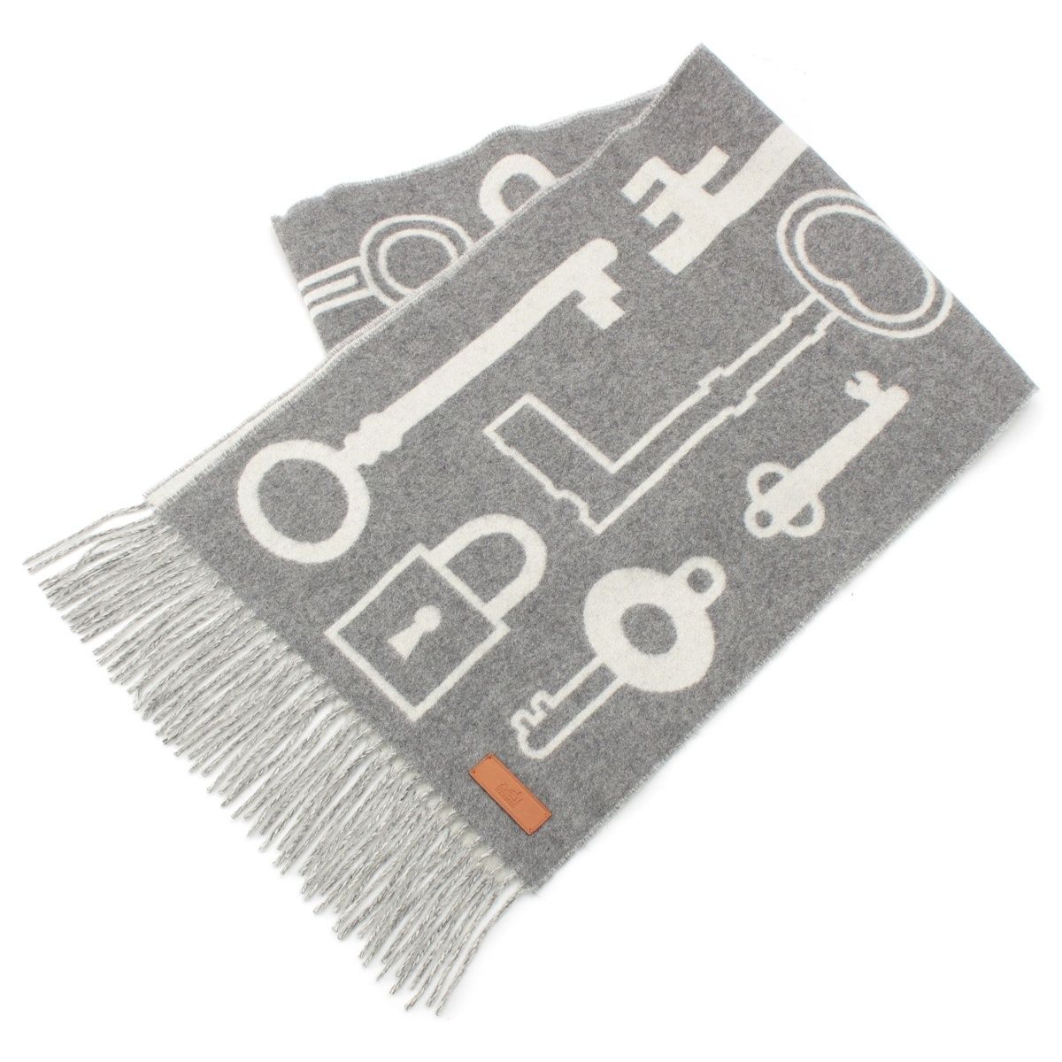 Hermes Cashmere Kazak Keys Collection Scarf Gray