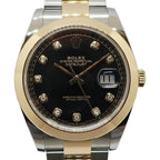 Rolex Ten Polished Datejust 41 Black Diamond SS YG Automatic Winding Watch