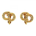 Dior Earrings CD Logo Gold Plated Rhinestone