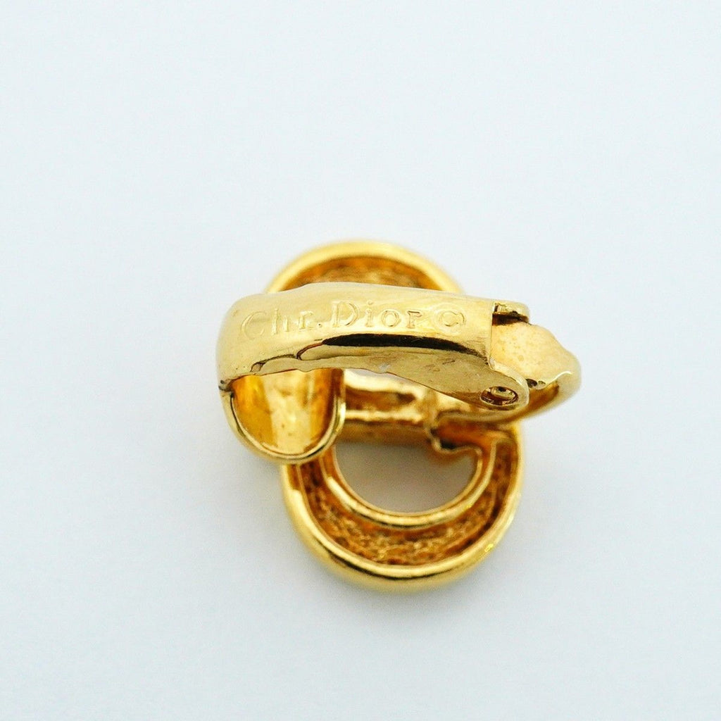 Dior Earrings CD Logo Gold Plated Rhinestone — view 4