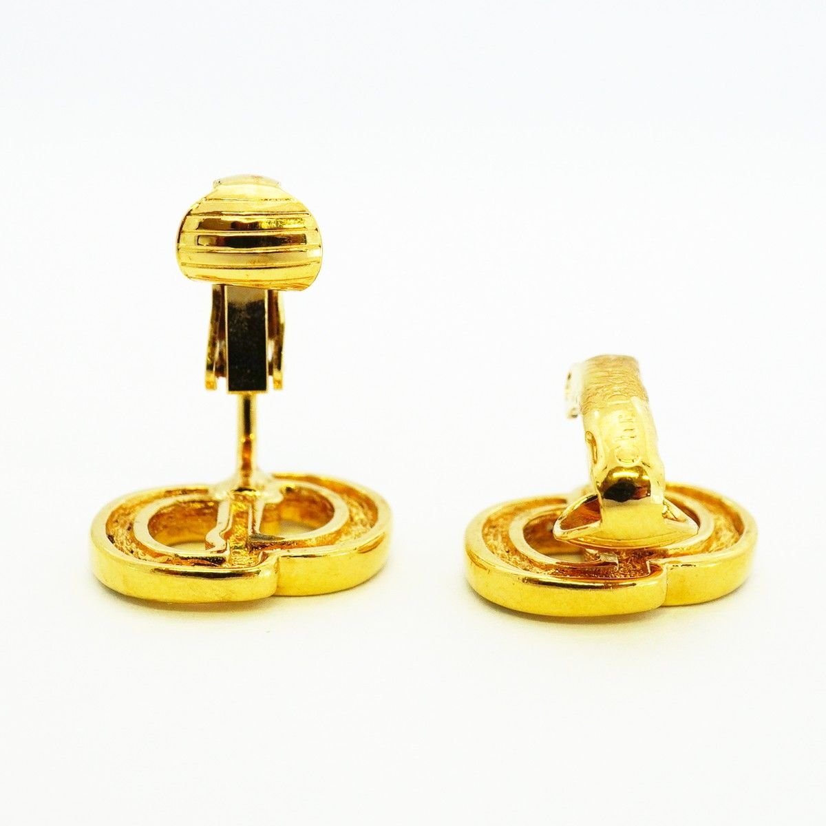 Dior Earrings CD Logo Gold Plated Rhinestone — view 3