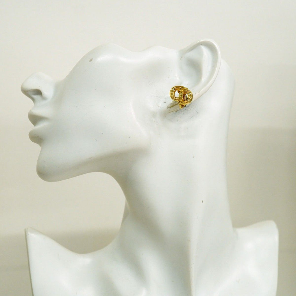 Dior Earrings CD Logo Gold Plated Rhinestone — view 5