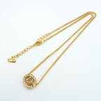 Dior Necklace Logo Oval Gold Plated Rhinestone — view 3