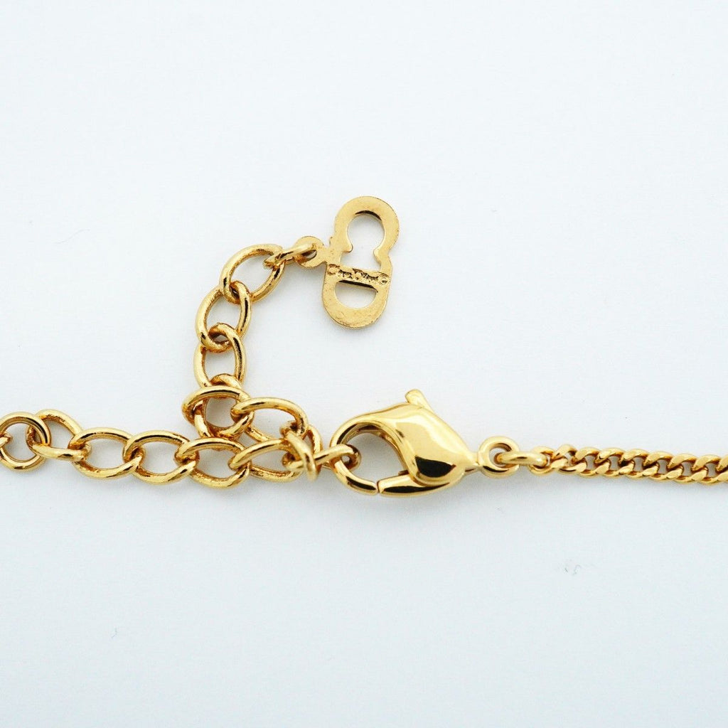 Dior Necklace Logo Oval Gold Plated Rhinestone — view 4