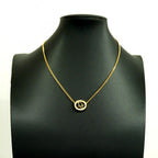 Dior Necklace Logo Oval Gold Plated Rhinestone — view 5