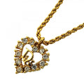Dior Necklace Logo Heart Motif Gold Plated Rhinestone