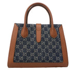 Gucci Handbag New Jackie Denim Leather Blue Brown Gold 2-Way — view 7