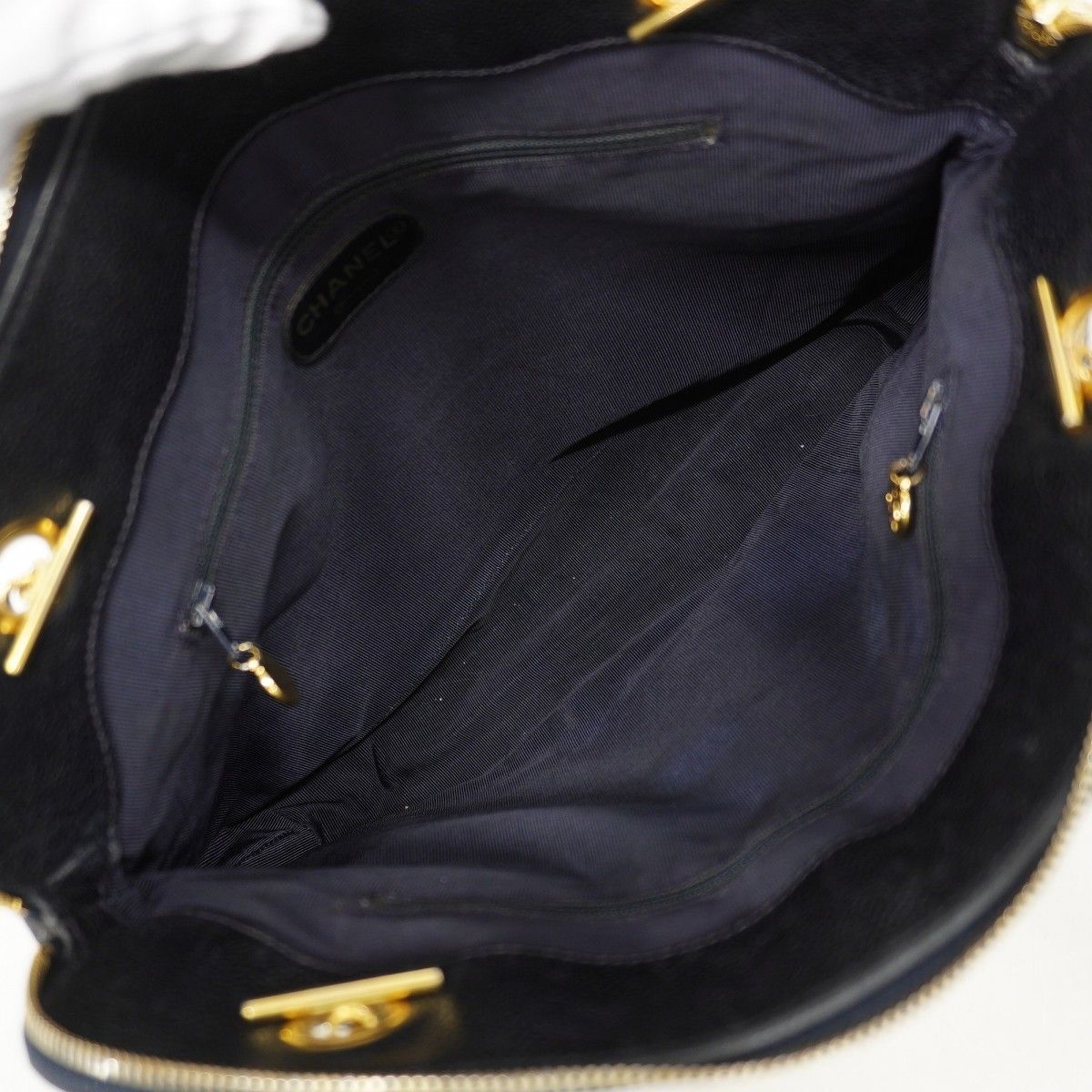 Chanel Shoulder Bag Triple Coco Caviar Leather Black Gold — view 4